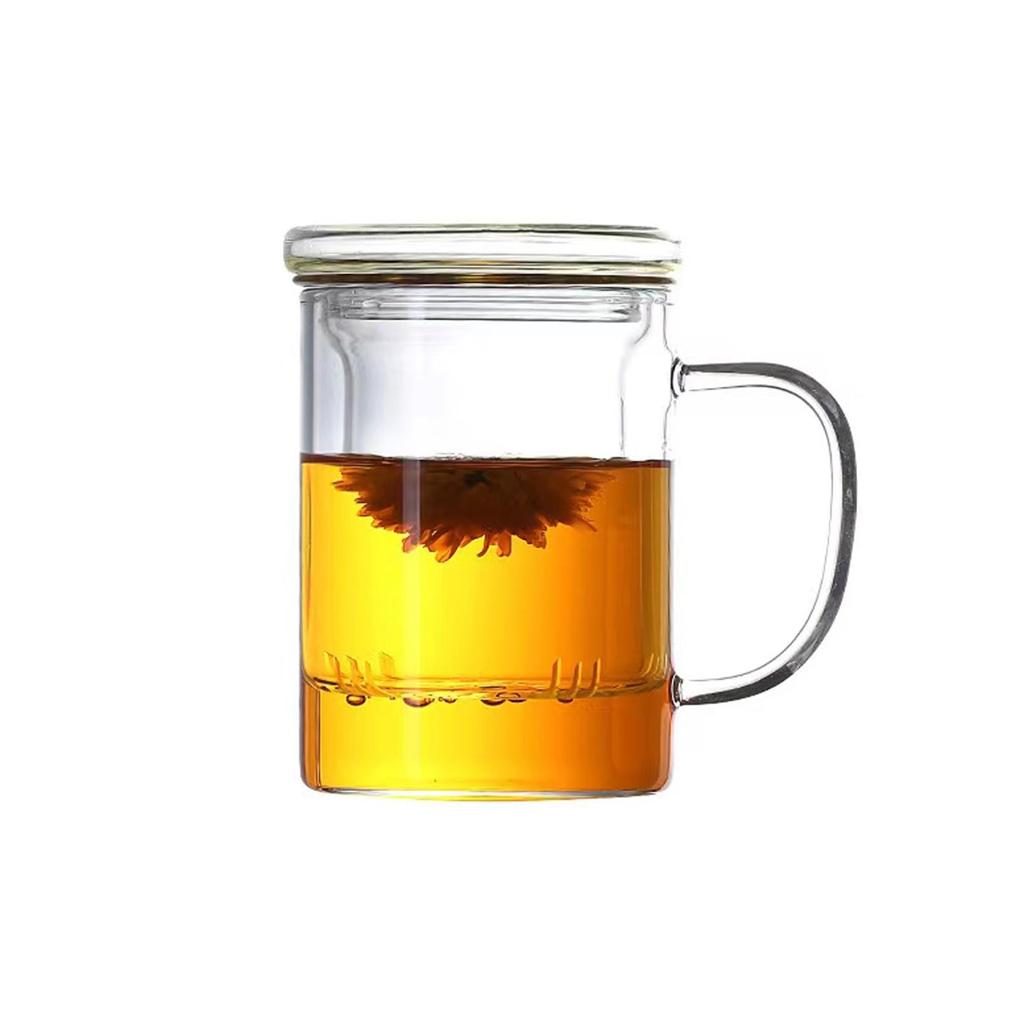14oz Tea cup with steeper and lid, heat-resistant borosilicate glass clear tea cup for loose leaf tea, blooming tea and tea bags - ideal for tea lovers (1PCS)