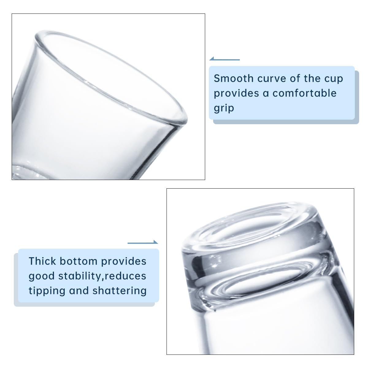 BCnmviku 1.5 oz Shot Glasses Sets with Heavy Base, Clear Shot Glass (2 Pack)