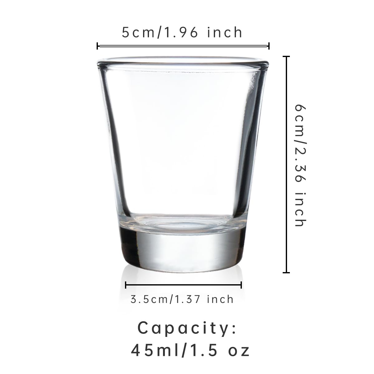 BCnmviku 1.5 oz Shot Glasses Sets with Heavy Base, Clear Shot Glass (2 Pack)