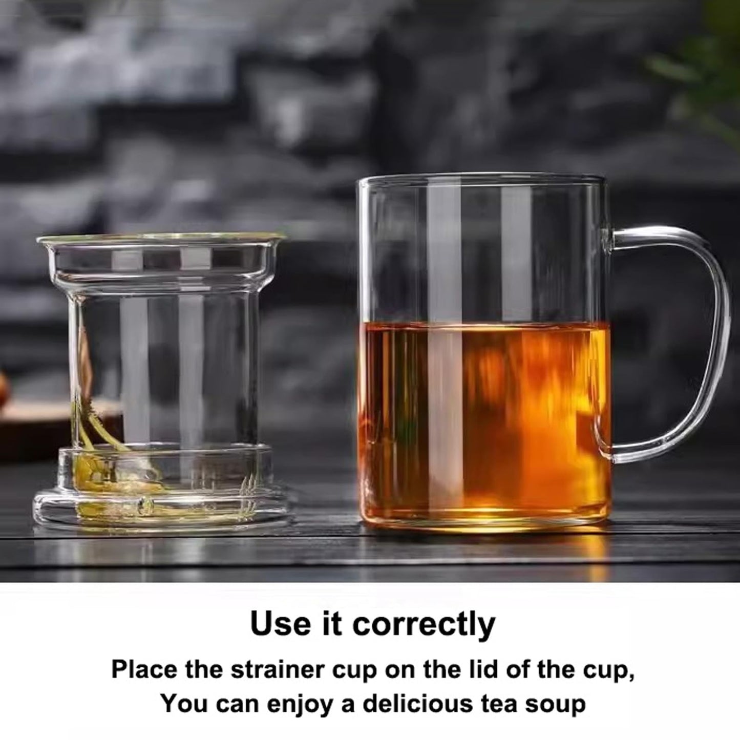 14oz Tea cup with steeper and lid, heat-resistant borosilicate glass clear tea cup for loose leaf tea, blooming tea and tea bags - ideal for tea lovers (1PCS)