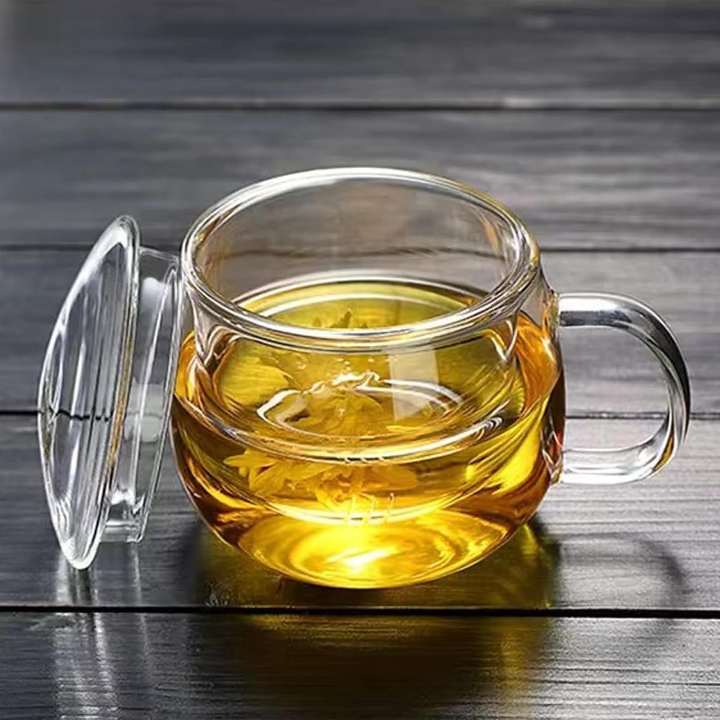 14oz Tea cup with steeper and lid, heat-resistant borosilicate glass clear tea cup for loose leaf tea, blooming tea and tea bags - ideal for tea lovers (1PCS)