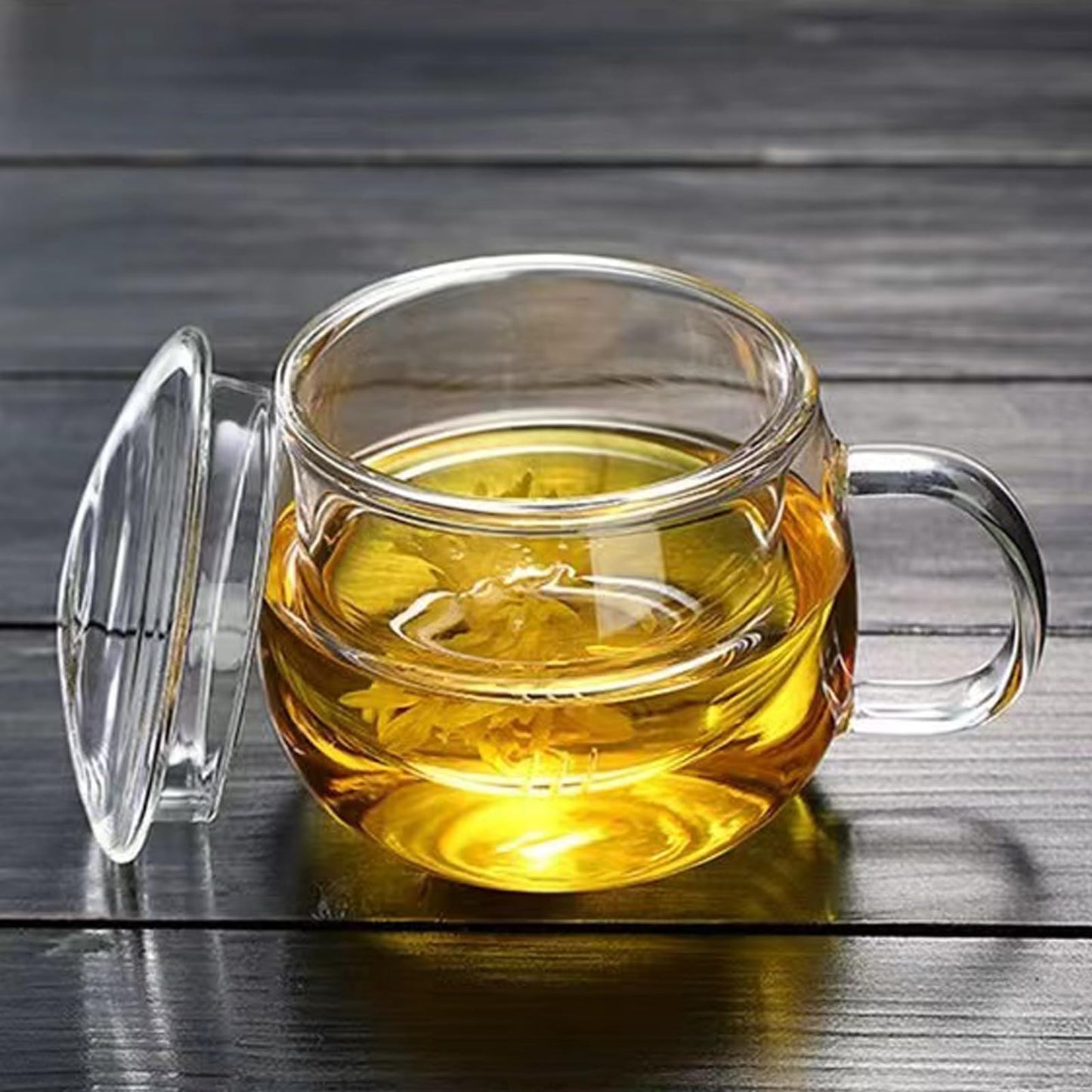 14oz Tea cup with steeper and lid, heat-resistant borosilicate glass clear tea cup for loose leaf tea, blooming tea and tea bags - ideal for tea lovers (1PCS)