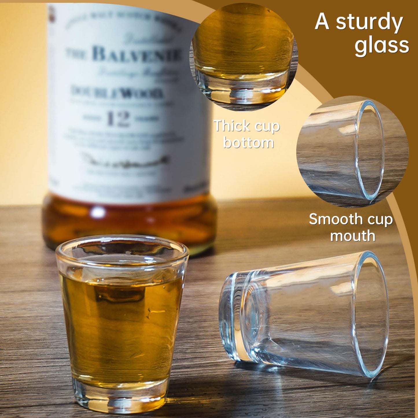 BCnmviku 1.5 oz Shot Glasses Sets with Heavy Base, Clear Shot Glass (2 Pack)