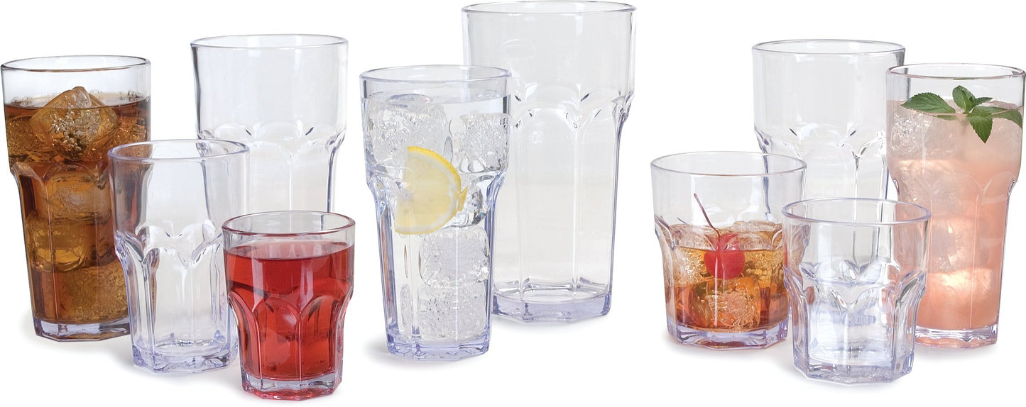 Carlisle FoodService Products Louis Clear Tumbler Short Glass for Restaurants, Catering, Kitchens, Plastic, 6 Ounces, Clear