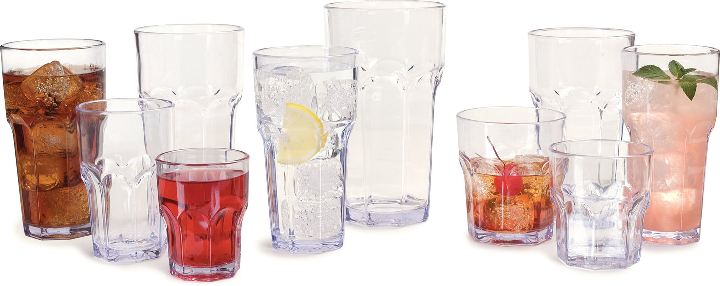 Carlisle FoodService Products Louis Clear Tumbler Short Glass for Restaurants, Catering, Kitchens, Plastic, 8 Ounces, Clear, 1 Count (Pack of 1)