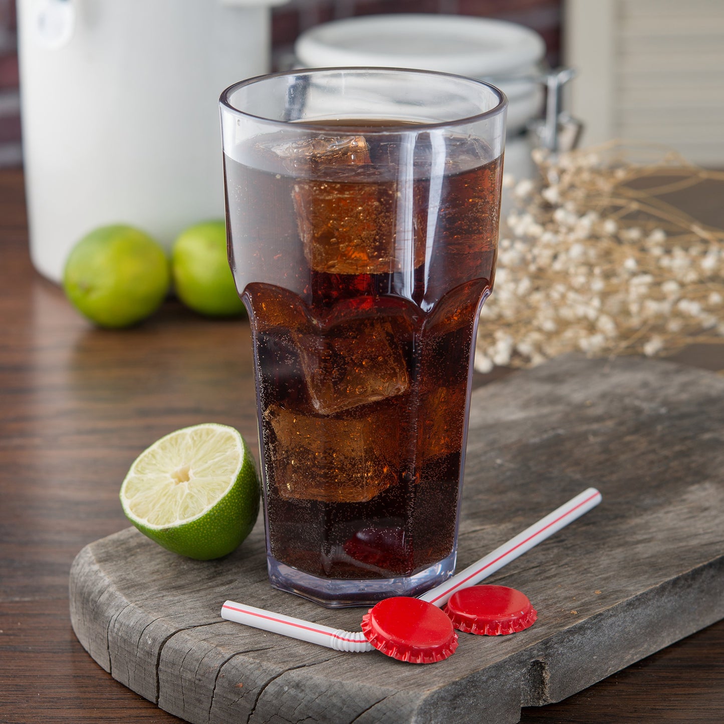 Carlisle FoodService Products Louis Clear Tumbler Short Glass for Restaurants, Catering, Kitchens, Plastic, 6 Ounces, Clear