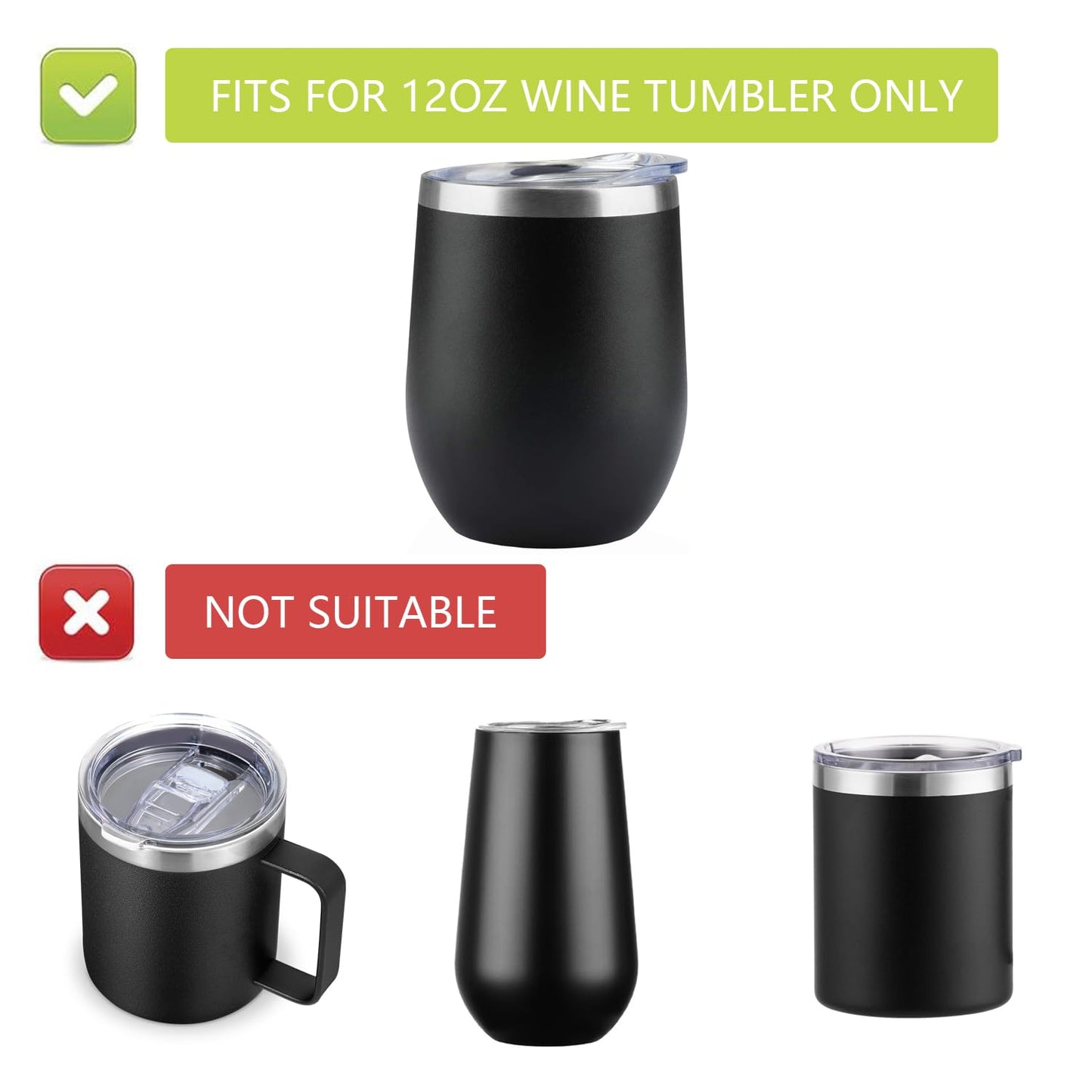 Volhoply 12oz Stainless Steel Wine Tumbler with Lid and Straw,Double Wall Vacuum Insulated Stemless Wine Glasses,Reusable Travel Coffee Mug for Cold Drinks,Small Tumblers Gifts for Women（White,1 Set）